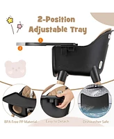 Costway Toddler 4 1 High Chair Convertible Table Set w/ Pu Cushion