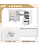 Costway Folding Sewing Table Charging Station Multifunctional Sewing Machine Cart Table