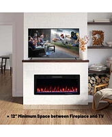 Costway 40" Linear Electric Fireplace 1500W Recessed Wall-Mounted with Multi-Color Flame