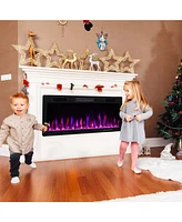 Costway 50" Linear Electric Fireplace 1500W Recessed Wall-Mounted with Multi-Color Flame