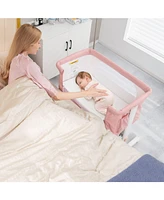 Gouun Portable Baby Bedside Bassinet with 5-level Adjustable Heights and Travel Bag