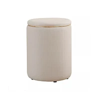 Sugift 16" Round Storage Ottoman with Lid - Natural, Handwoven Footstool for Living Room, Bedroom, Bathroom, Home Office