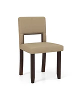 Gouun Set of 2 Wooden Dining Chair with Acacia Wood Frame Padded Seat and Back