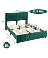 Gouun Full Size Upholstered Platform Bed Frame with Adjustable Headboard-Full Size