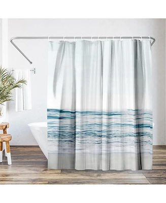 Americanflat 71x74 Blue Wave and Sand Shower Curtain - 100% Polyester Shower Curtain