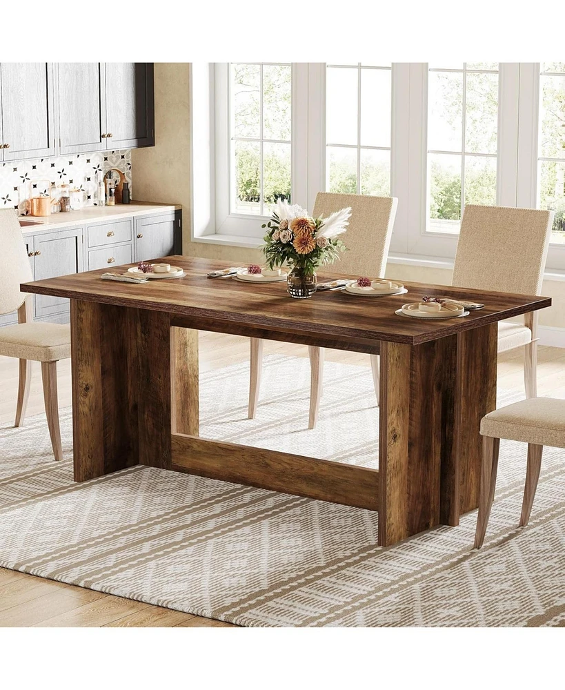 Tribesigns 63-Inch Dining Table for 4-6, Farmhouse Kitchen Table with Heavy Duty Legs, Rectangular Dinner Table for Dining Room, Living Room, Kitchen