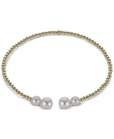 Macy's Cultured Freshwater Pearl (4mm 7mm) Cuff Bracelet in 14k Yellow Gold