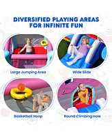 Gymax Inflatable Bounce House 3-in-1 Elephant Theme Inflatable Castle w/ 735W Blower