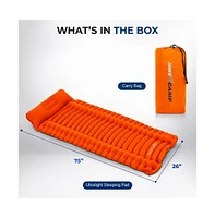 SereneLife Ultralight Sleeping Pad with Carrying Bag, Compact & Lightweight, Orange