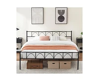 gaomon King Bed Frame with Headboard, 12.2" H Metal Platform Bed Frame with Heavy Duty Steel Slat Black King Size Bed Frame, No Box Spring Needed