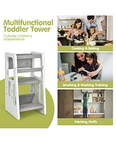 Gouun Boys Kitchen Step Stool with Double Safety Rails