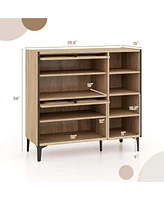 Costway Shoe Storage Cabinet with Flip Doors Adjustable and Removable Shelves for Entryway