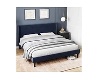 gaomon Queen Upholstered Bed Frame with Wingback Headboard, Luxurious Velvet Upholstery Platform Bed, Wooden Slat Support