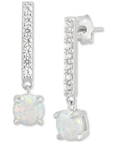 3-Pc. Set Lab-Created Opal (7/8 ct. t.w.) & Lab-Created White Sapphire (7/8 ct. t.w.) Stud & Drop Earrings in Sterling Silver