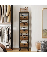 Tribesigns Tall Narrow Dresser, Small Wood Thin Chest of 5 Drawers, Vertical Dressers & Chests of Drawers Storage Organizer for Bedroom, Living Room,