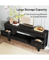 Tribesigns 70.87" Console Table with Storage Drawers, Farmhouse 2-Tier Entryway Table for Entrance with Display Shelf, Extra Long Sofa Table Tv Stand