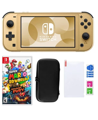 Nintendo Switch Lite Hyrule Console with Mario 3D World + Bowser's Fury & Accessories