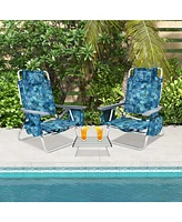 Gouun 2 Packs 5-Position Outdoor Folding Backpack Beach Table Chair Reclining Chair Set