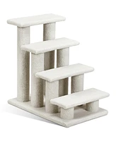 Sugift 4-Step Pet Stairs Carpeted Ladder Ramp Scratching Post Cat Tree Climber