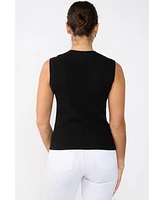 Jennie Liu Women's 100% Cashmere V Neck Cable-knit Sweater Vest