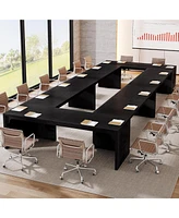 Tribesigns 19FT Conference Table, Large Rectangle Conference Room Table, Long Meeting Seminar Table Business Tables for 16-22 People (Six Tables)