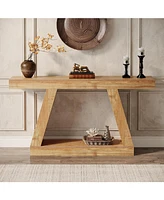 Tribesigns Farmhouse Console Table, 55-Inch Rustic Sofa Table with Storage, Industrial Wooden Entryway Table for Hallway, Living Room