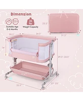 Gouun Baby Bassinet Bedside Sleeper with 6-Level Adjustable Height