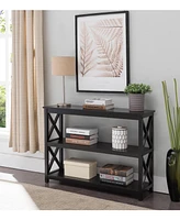 Kings Brand Furniture Aria Console Table with Shelves, Black