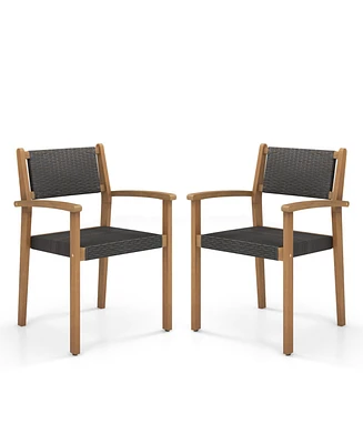 Gouun Set of 2 Stackable Outdoor Wicker Dining Chair