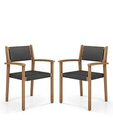 Gouun Set of 2 Stackable Outdoor Wicker Dining Chair