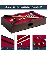 Sugift 20in Mini Pool Table and Billiard Set, Miniature Tabletop Portable Billiards Game with Small Billiards Balls, Pool Cues, Triangle Rack, Chalk,