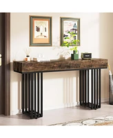 Tribesigns 55-Inch Console Table for Entryway, Industrial Wood Hallway with Stylish Metal Frame, Sofa Foyer Living Room, Entrance, Bla
