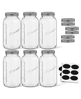 JoyJolt Regular Set of 6 Mason Jars with Airtight Lids