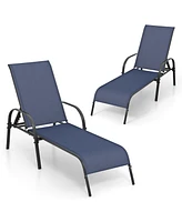 Gouun Adjustable Patio Chaise Folding Lounge Chair with Backrest