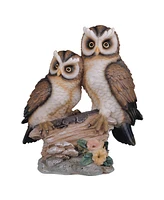 Fc Design "2-pc Gift Set" 4.5"W Owl Couple Standing on Tree Trunk Figurine Statue Ornament Home Room Office Decor and Perfect Gift Ideas for Housewarm