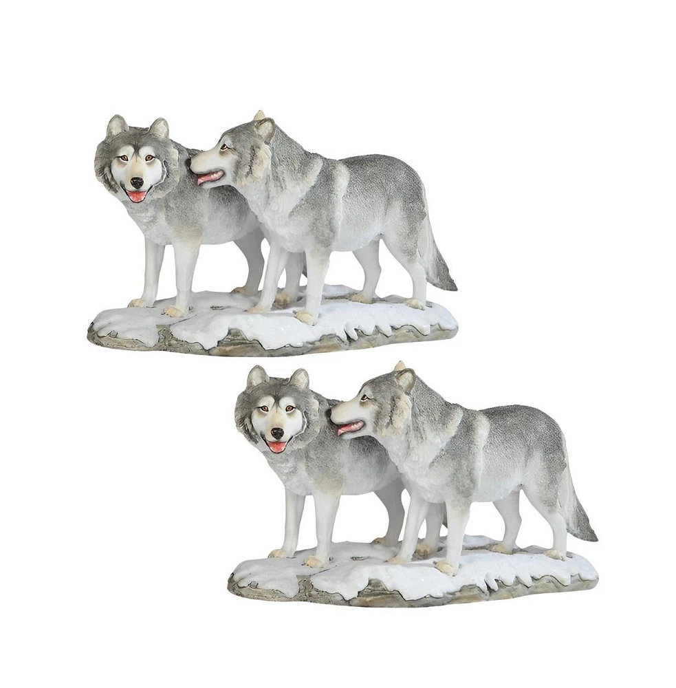 Fc Design "2-pc Gift Set" 11"W Wolf Couple Standing in Snow Figurine Statue Ornament Home Room Office Decor and Perfect Gift Ideas for Housewarming, H