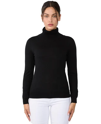 Jennie Liu Women's 100% Cashmere Turtleneck Sweater | Tissue Weight Sweaters