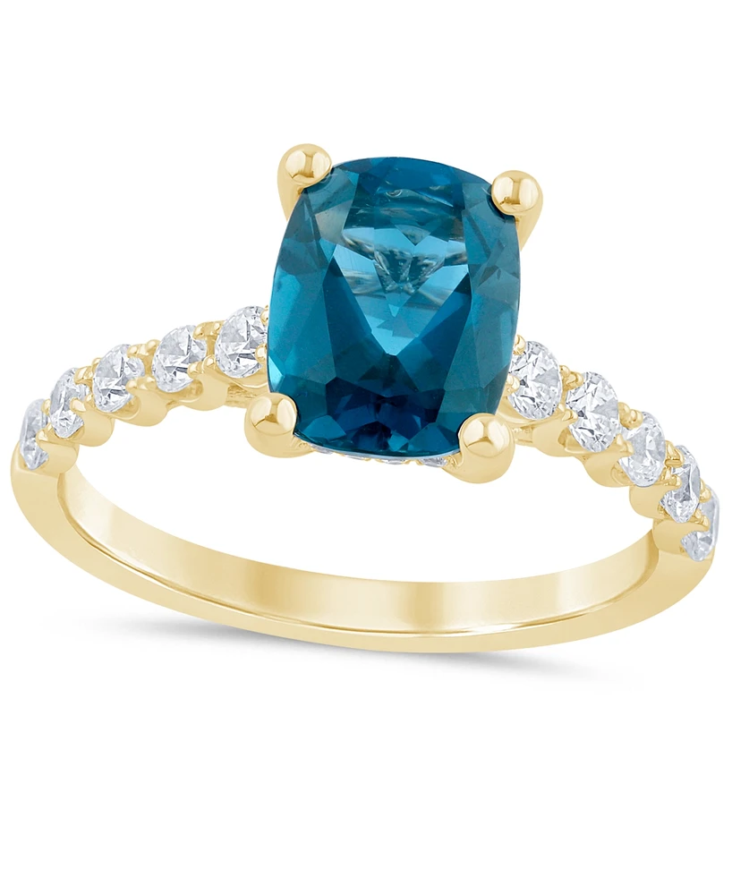 London Blue Topaz (2-3/4 ct. t.w.) & Diamond (1/2 Bridal Set 14k Gold