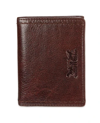 Levi's Men's Rfid Genuine Leather Double Horse Heritage Logo Trifold Wallet