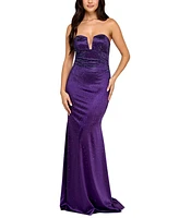 Say Yes Juniors' Rhinestone-Embellished Satin Gown, Created for Macy's