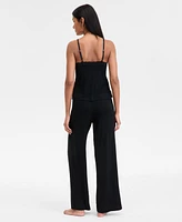 I.n.c. International Concepts Women's Lace-Trim Knit Tank & Pajama Pants Set, Exclusively at Macy's