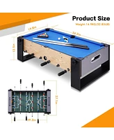 Sugift 36" 4-in-1 Reversible Game Table for Kids, Combo Sports Table w/Billiards, Foosball, Hockey & Table Tennis