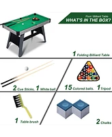 Sugift 48" Portable Pool Table for Kids & Adults, Mini Billiards Game Table w/Full Accessories for Family Game Nights