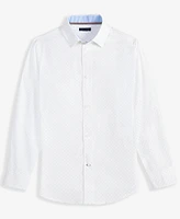 Tommy Hilfiger Big Boys Long-Sleeve Stretch Diamond Geo-Print Shirt