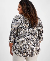 Jm Collection Plus Size 3/4-Sleeve Top, Exclusively at Macy's