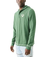 True Religion Men's Hooded Long Sleeve Henley Shirt