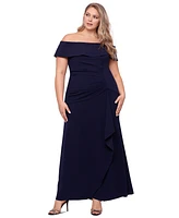 Xscape Plus Off-The-Shoulder Sheath Gown