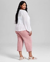 Now This Trendy Plus Size Swiss Dot Button Front Blouse Barrel Leg Jeans Exclusively At Macys