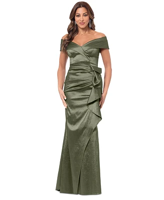 Xscape Women's Taffeta Off-The-Shoulder Sweetheart Gown