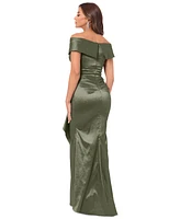 Xscape Women's Taffeta Off-The-Shoulder Sweetheart Gown